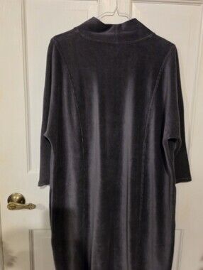 Pure Jill Velvet Corded Velour Mock Neck Shift Dress Charcoal Gray XL Petite